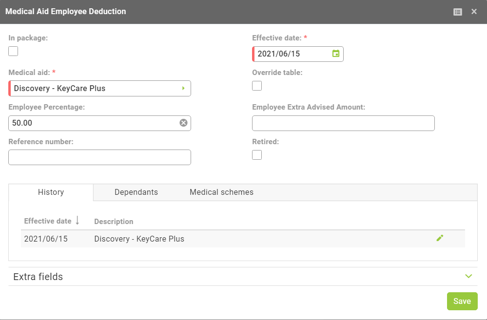 How do I create the Medical Aid components, so that they are available