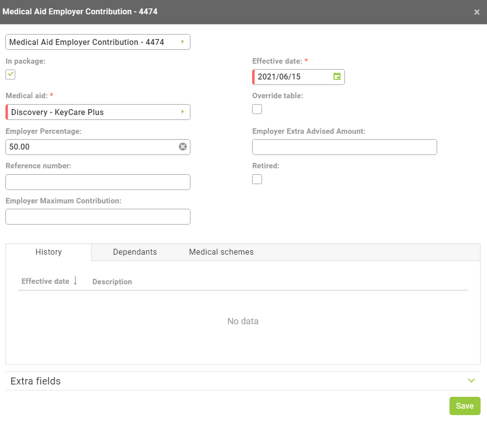 How do I create the Medical Aid components, so that they are available
